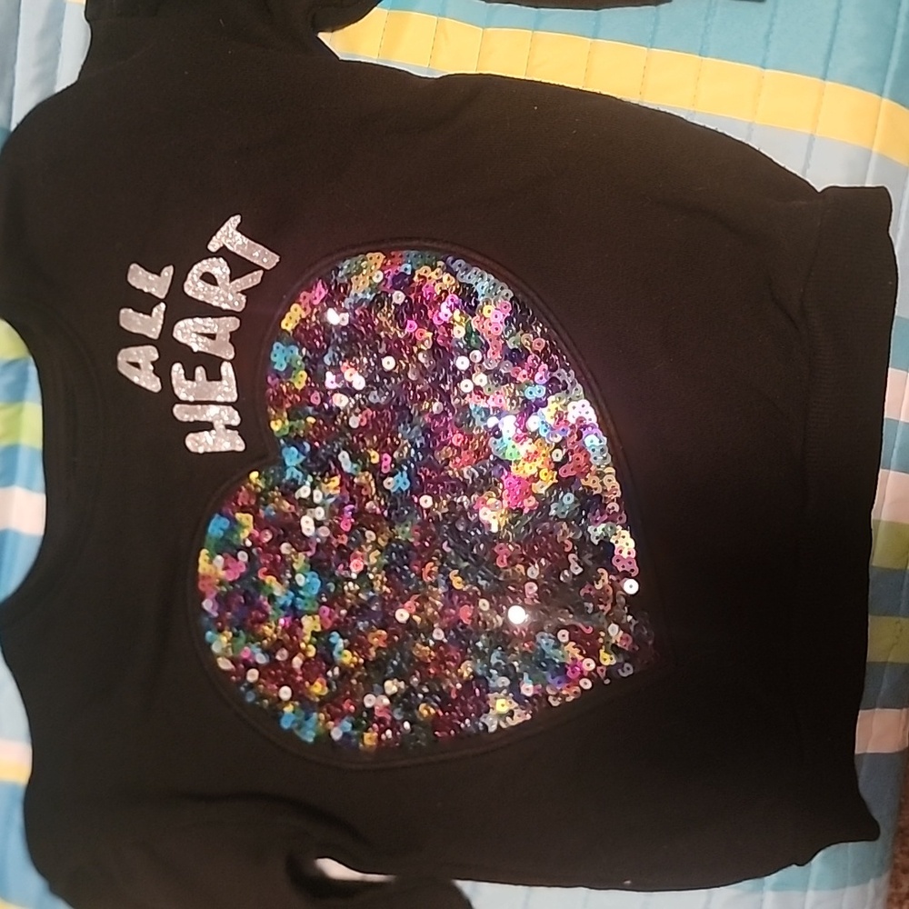 Black Sequin Heart Top